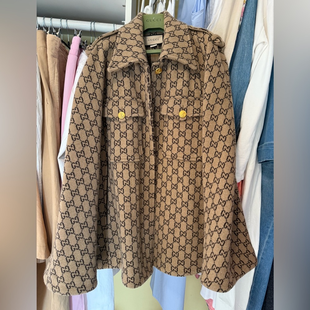 Gucci Tan Poncho with Iconic Design